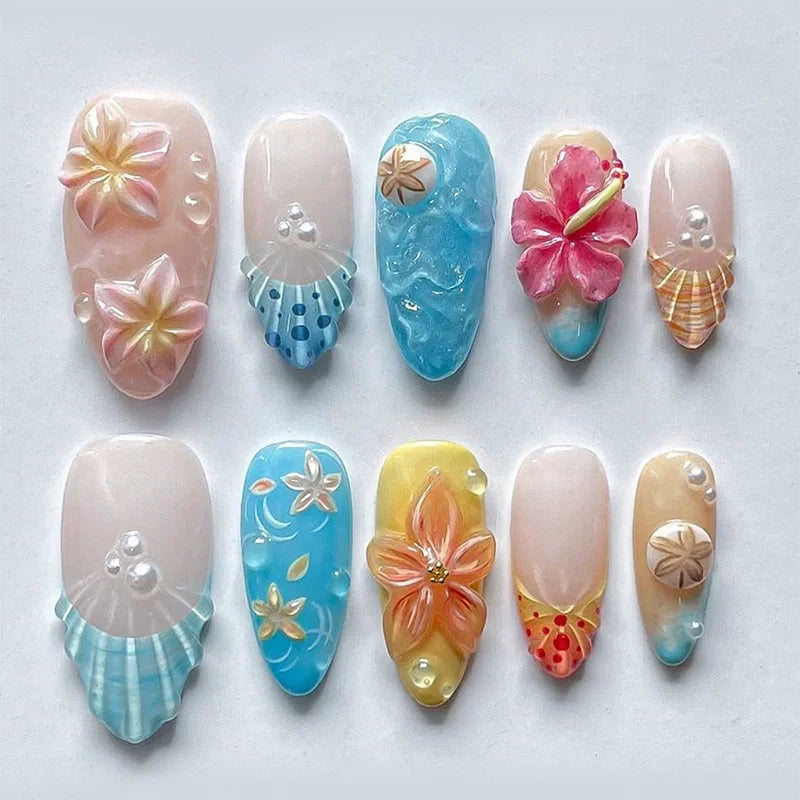 Uñas Postizas Rosadas Kawaii