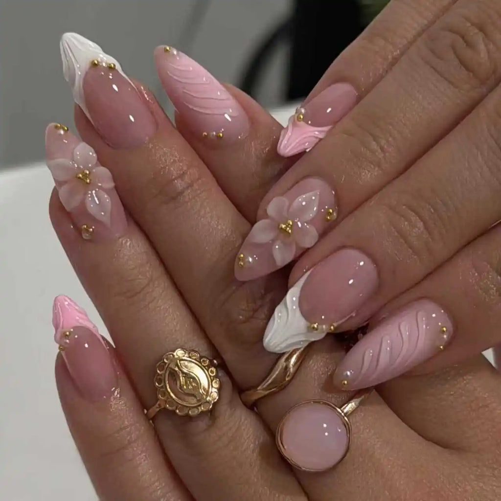 Uñas Postizas Rosadas Kawaii